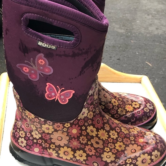 Bogs Classic High Daisy Love Me Purple Kids Waterproof -30 Deg F Boots Size 39/6 - Picture 4 of 11
